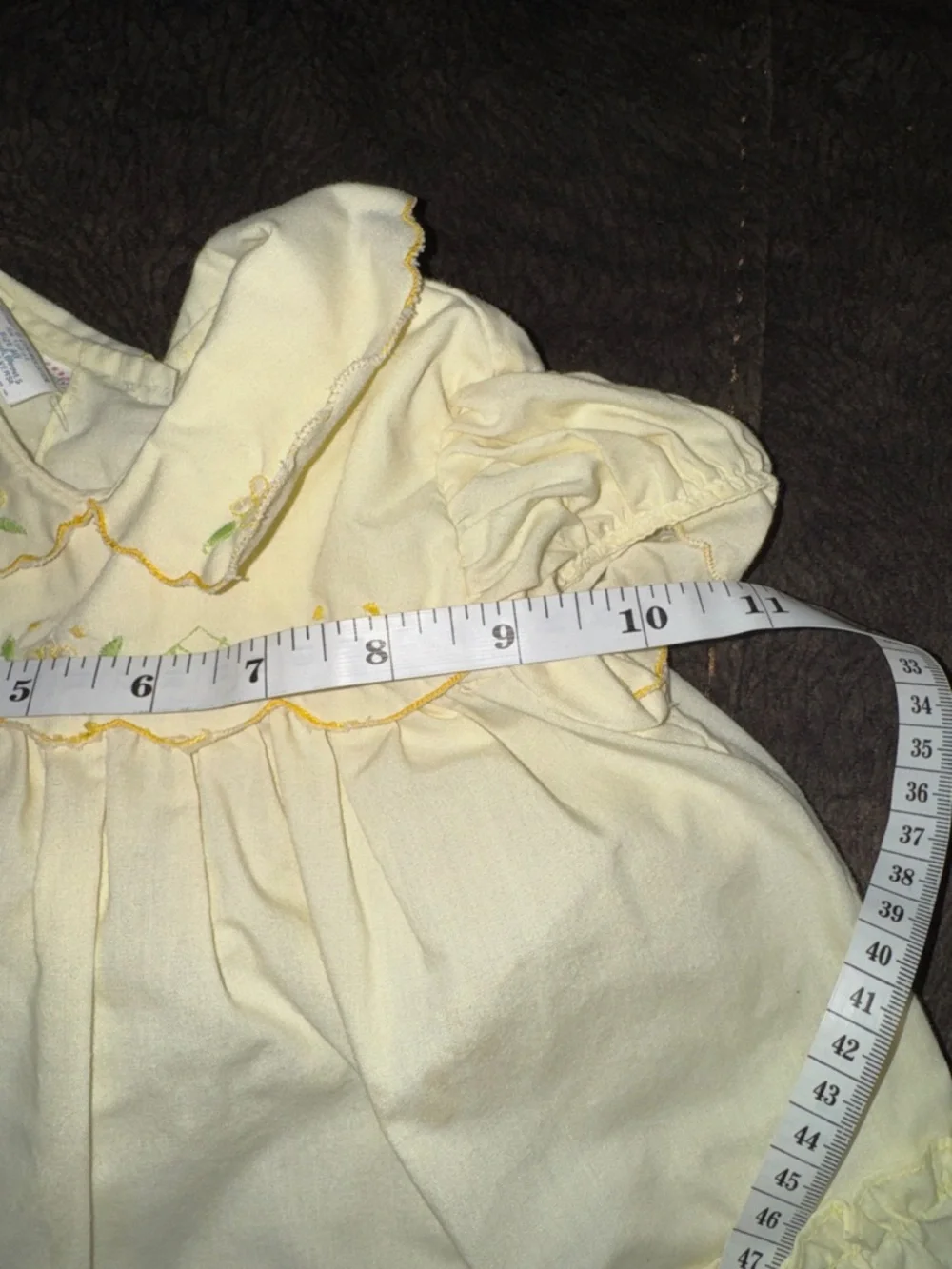 Vintage Cuties by Judy Yellow embroidered Dress w/Ruffle Trim & diaper cover 6m